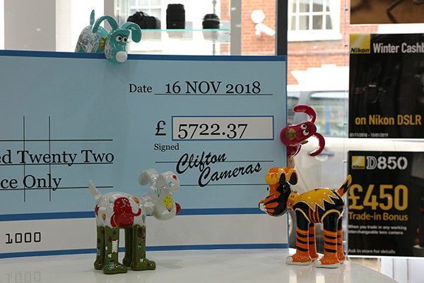 Clifton Cameras Huge Donation to Grand Appeal Surrounded by Gromits