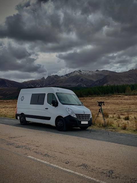 white campervan front view