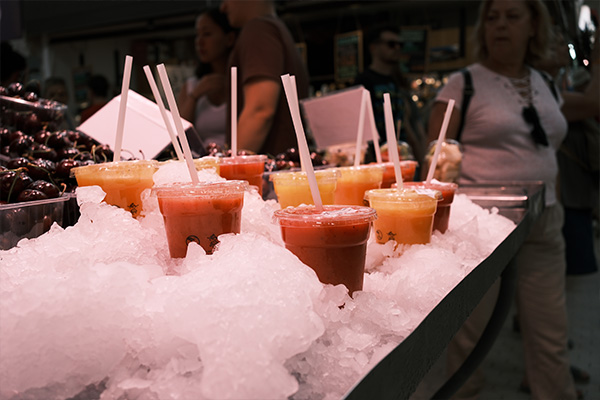 Close up of smoothies in ice