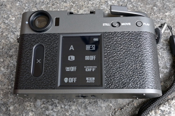Swipe up for quicl menu on Fujifilm X-Half