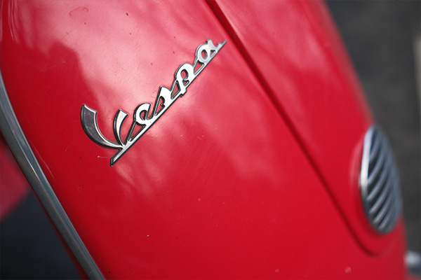 Close up shot of Vespa Scooter