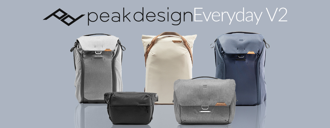 Peak Design Everyday bags on blue background