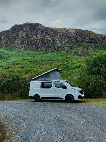 Campervan parked up on the side of road