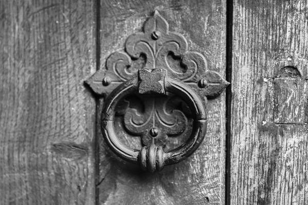 Black and White photo of Door Knocker