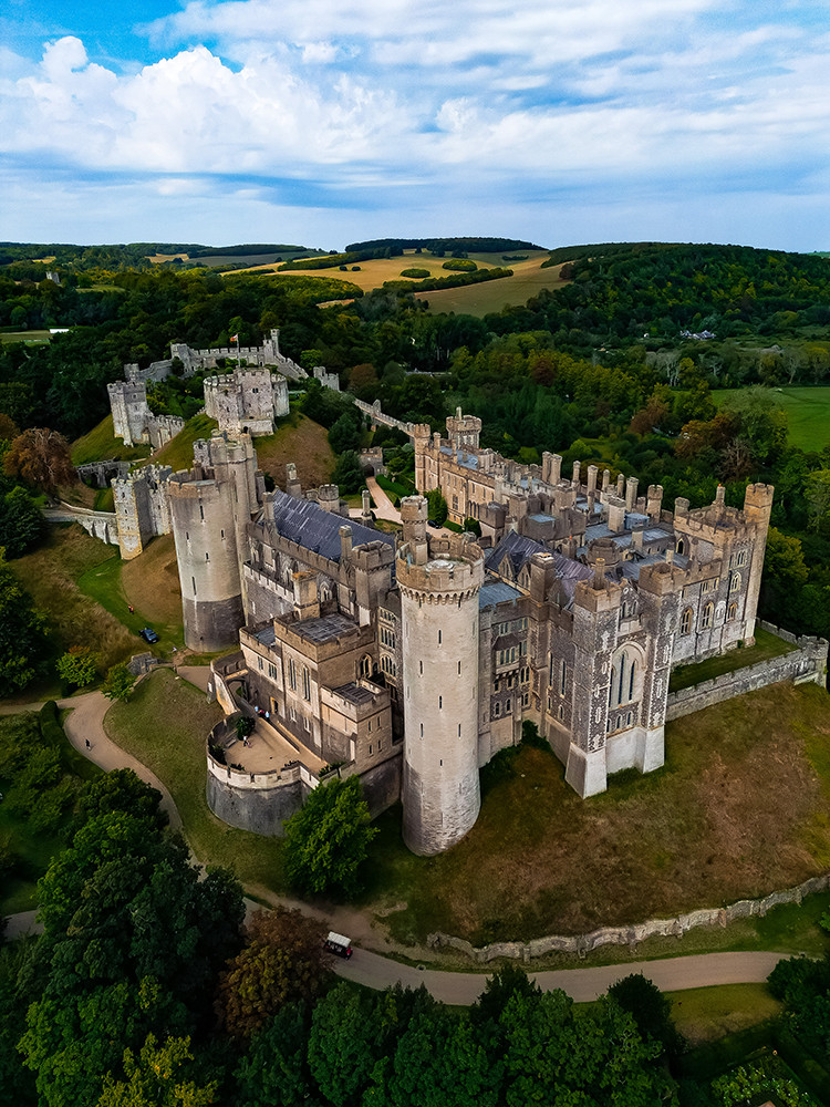 Ariel shot of Arundel Castle taken on DJI Mini 3 Pro Drone