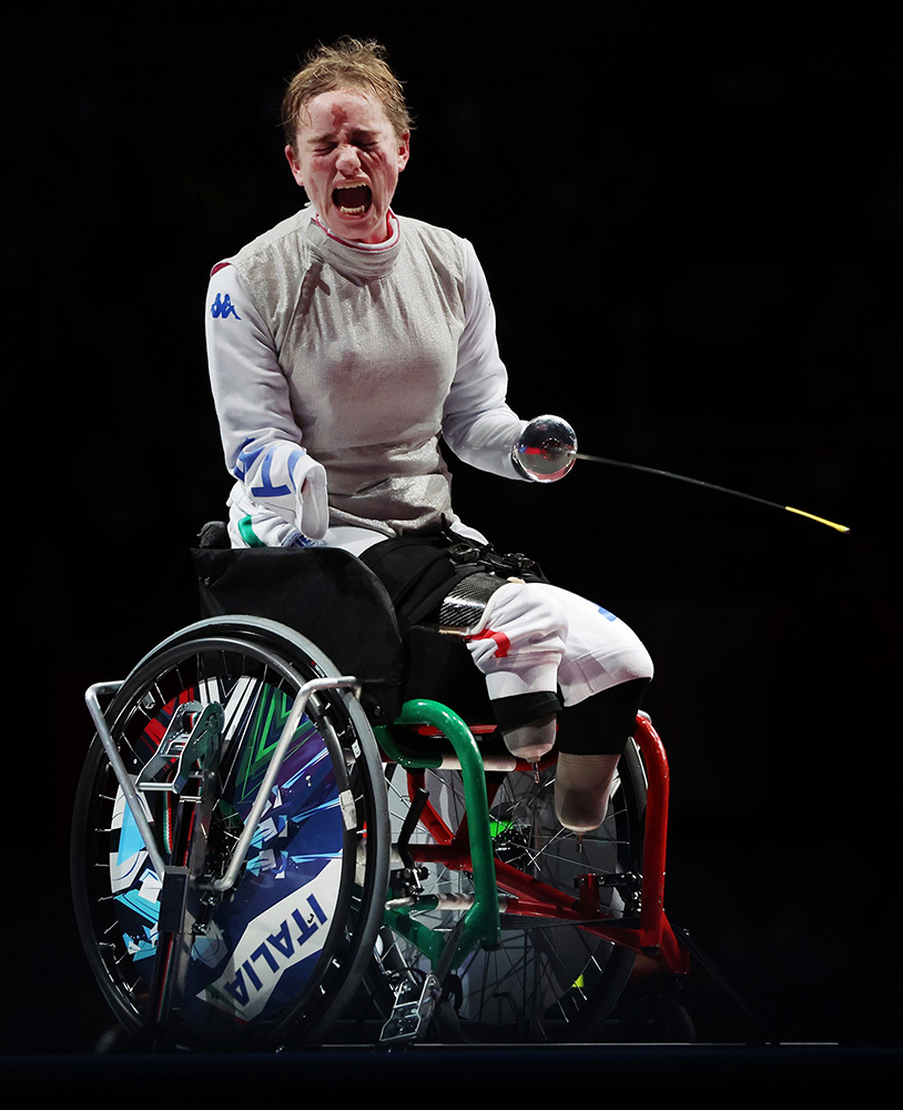 Beatrice Maria Vio winning moment for wheelchair fencing at Tokyo Paralympics