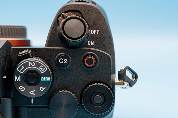 Close over head image of Sony A7R V controls