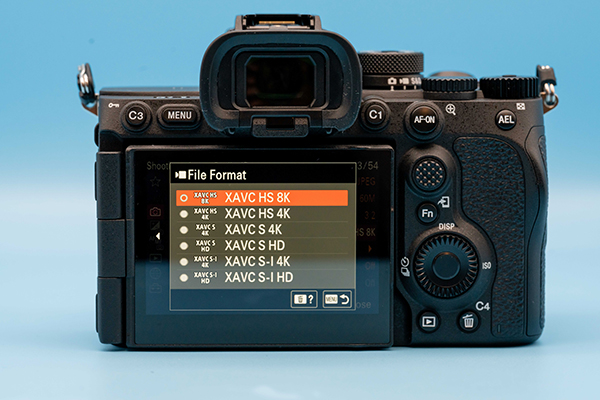 Image of Sony A7R V File Format menu