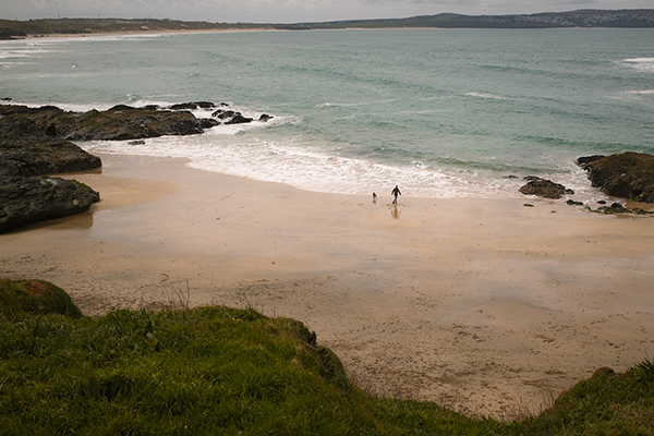 Man and his dog, Cornwall, Fujifilm X100VI