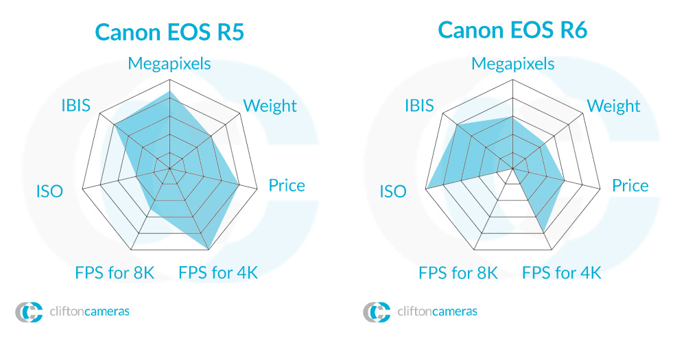 Canon R5 vs Canon R6 Infograph