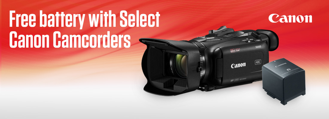 Free battery with Selected Canon Camcorders