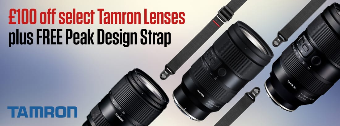 Up to £100 Voucher off and claim a Free Peak Design strap with select Tamron Lenses