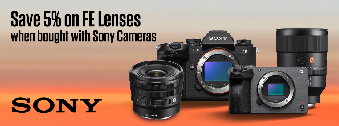 Save 5% on a huge range of lenses When Bought with new Sony Cameras