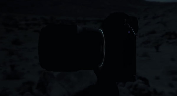 Dark silhouette of Nikon full-frame mirrorless camera