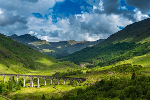 Picture of stone railway through a valley