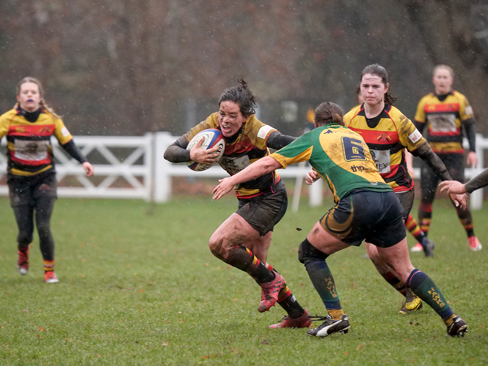 Girls playing rugby england