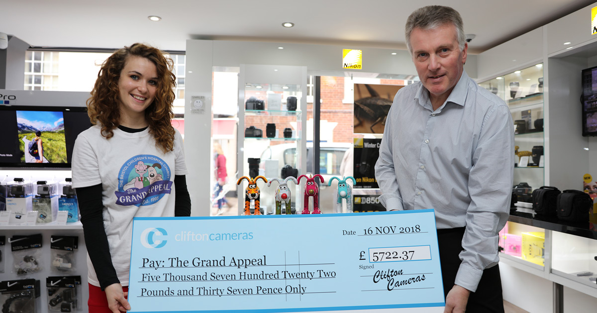 Clifton Cameras Raises £5,722 for Bristol Children's Hospital through Wallace and Gromit's Grand Appeal