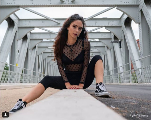 model on a steel bridge