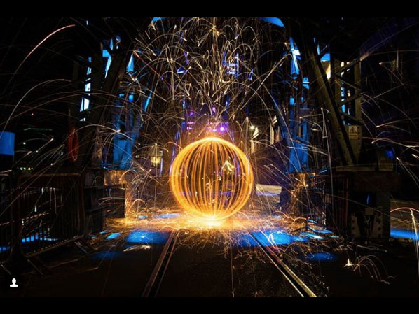 long exposure of fire spinning