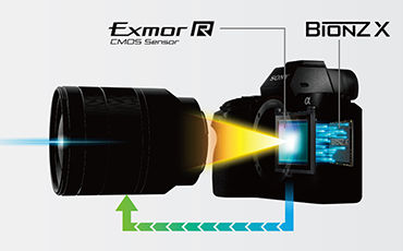 More speedy AF response Accelerated data readout (thanks to back-illuminated sensor) and the Fast Hybrid AF system raise AF speed by 40%4.