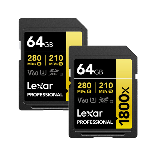 Lexar SD Pro Gold Series UHS-II 1800x 64GB V60 - TWIN PACK