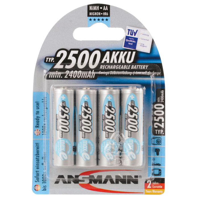 Ansmann NiMH Max e AA size 2500mAh - 4 Pack