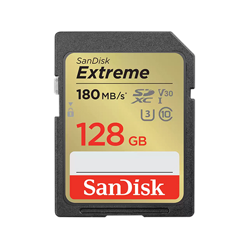 SanDisk 128GB Extreme SDXC Memory Card 180MB/s UHS-I Class 10 U3 V30