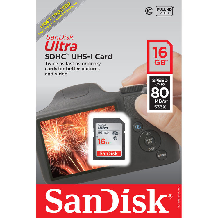 Sandisk Ultra SDHC 16gb UHS-I 80 mb/s