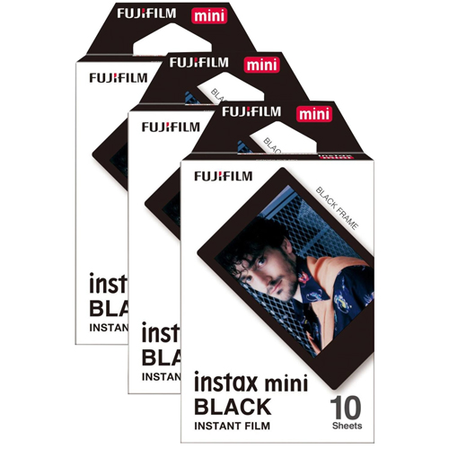 Fujifilm Instax Mini Instant Photo Film - Black, 30 Shot Pack