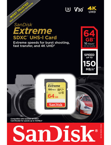 SanDisk Extreme SDXC Card 64GB UHS-I 150MB/s