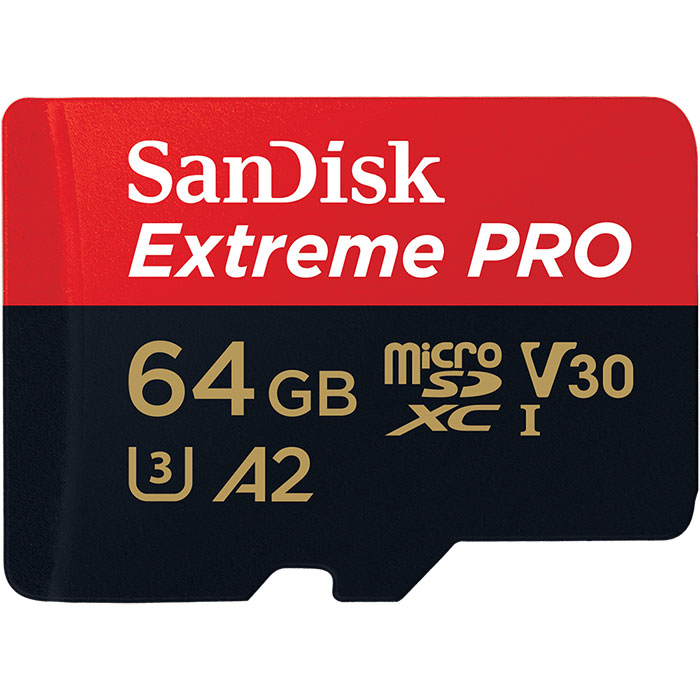 SanDisk Extreme PRO 64GB MicroSDXC UHS-I Card with AdapterU3 A2 170MB/s