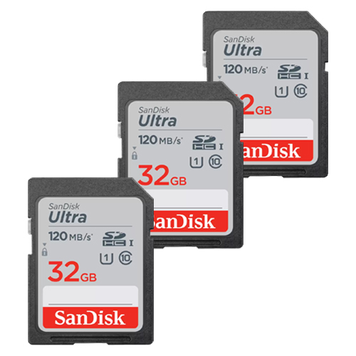 SanDisk Ultra SDHC Memory Card 32GB 120MB/s - 3-Pack
