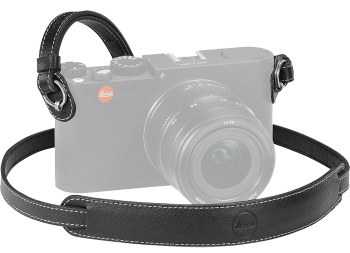 Leica Carrying Strap with Protecting Flap for Leica X, Q and M Systems - Black leather - 18776