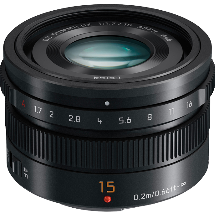 Panasonic 15mm f1.7 Leica Summilux DG ASPH Micro Four Thirds Lens - Black