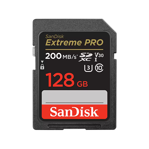 SanDisk Extreme Pro SDXC Memory Card 200MB/s UHS-I Class 10 U3 V30 with RescuePro Deluxe - 128GB