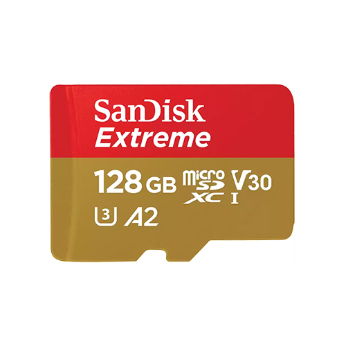 SanDisk Extreme microSDXC and SD Adapter 190MB/s A2 C10 V30 UHS-I U3 with RescuePro Deluxe - 128GB