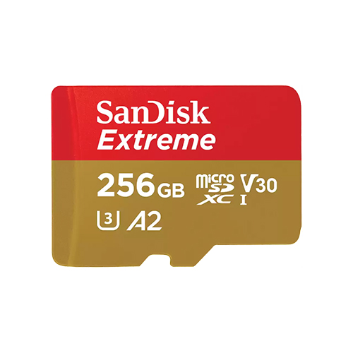 SanDisk Extreme microSDXC and SD Adapter 190MB/s A2 C10 V30 UHS-I U3 with RescuePro Deluxe - 256GB