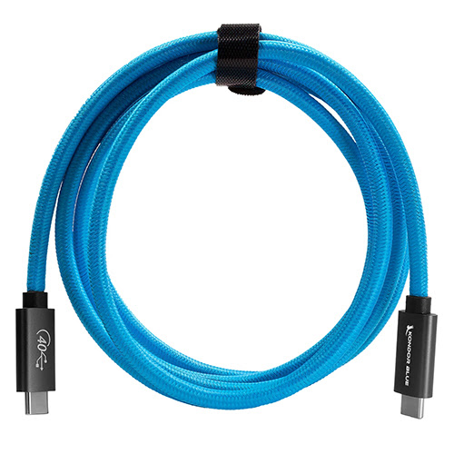 Kondor Blue Thunderbolt 4 USB 4.0 Type C Cable Blazing 40G Speeds 5A 100W Straight - 6ft