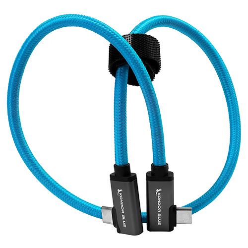 Kondor Blue USB C to USB C Cable for SSD Recording & Charging - 8K Data and Power Delivery (Dual Right Angle) - 18-inches